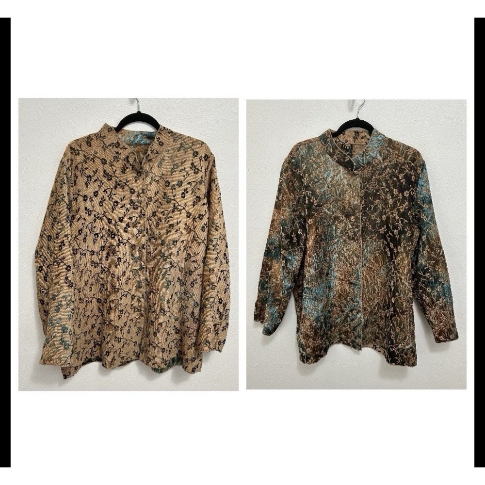 ELCC 1X Floral Tapestry Jacket Reversible Colorful Floral Mandarin Collar Artsy